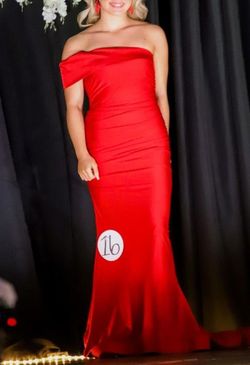 Jovani Red Size 2 Floor Length Jersey Side Slit Mermaid Dress on Queenly