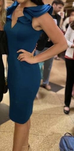 Eliza J Blue Size 8 Midi Semi-formal Cocktail Dress on Queenly