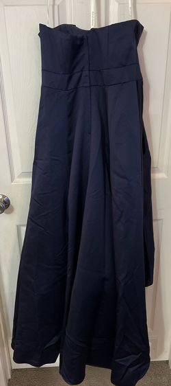 Style F14197 David's Bridal Blue Size 8 Satin Jersey Navy A-line Dress on Queenly
