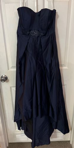 Style F14197 David's Bridal Blue Size 8 Strapless Prom Wedding Guest A-line Dress on Queenly