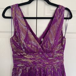 Trina Turk Purple Size 6 Appearance Metallic Wedding Guest Shiny Cocktail Dress on Queenly