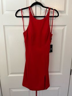 Style 8058 Faviana Red Size 6 Side Slit Black Tie Sorority Formal Cocktail Dress on Queenly