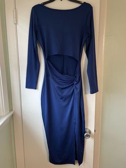 Lyaner Blue Size 8 Floor Length Mini Side slit Dress on Queenly