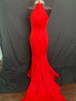 Jonathan Kayne Couture Red Size 6 Pageant Jersey High Neck Train Dress on Queenly