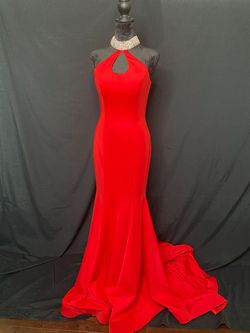 Jonathan Kayne Couture Red Size 6 High Neck Train Dress on Queenly
