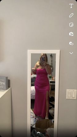Windsor  Pink Size 12 Plus Size Floor Length Side slit Dress on Queenly