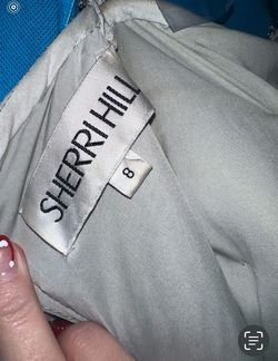 Sherri Hill Silver Size 8 Jersey Medium Height Side slit Dress on Queenly