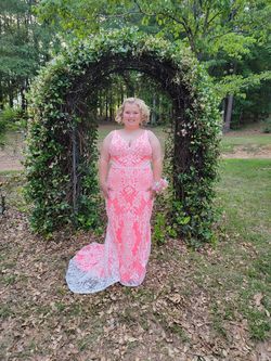 Rachel allen Pink Size 16 Floor Length Shiny Straight Dress on Queenly