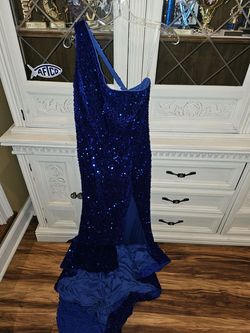 Sophia thomas Blue Size 16 Prom Floor Length Side slit Dress on Queenly