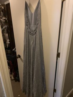 Windsor Silver Size 12 Free Shipping Black Tie Jersey Floor Length Side slit Dress on Queenly