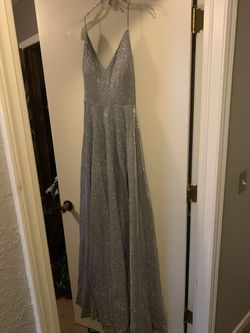 Windsor Silver Size 12 Free Shipping Black Tie Jersey Floor Length Side slit Dress on Queenly