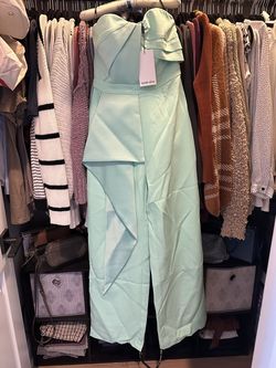 Lavish Alice Blue Size 4 Jersey Teal Jumpsuit Dress on Queenly