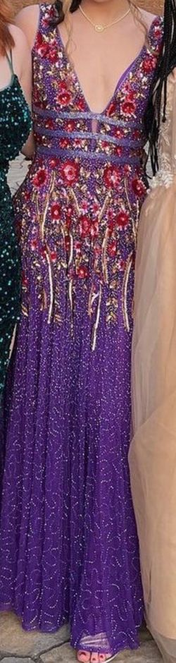 Primavera Purple Size 2 Prom Floor Length Tall Height Plunge A-line Dress on Queenly