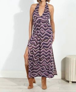 Style 1-1355785108-3236 Veronica M Purple Size 4 Spandex V Neck Polyester Side Slit Straight Dress on Queenly