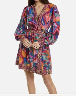 Style 1-1591854116-3236 Johnny Was Multicolor Size 4 Tall Height Mini Free Shipping Cocktail Dress on Queenly