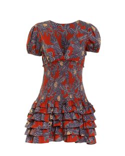 Style 1-1594887061-3236 LOVE THE LABEL Red Size 4 Tall Height Print Mini Sorority Rush Cocktail Dress on Queenly