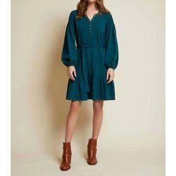 Style 1-1627284516-3011 Nation LTD Green Size 8 Belt Long Sleeve Mini Cocktail Dress on Queenly