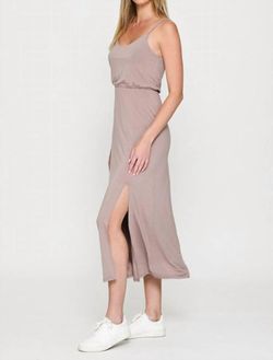 Style 1-2551314528-3471 FINAL TOUCH Brown Size 4 Spaghetti Strap Side slit Dress on Queenly