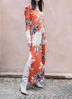 Style 1-2775126730-2901 Las Sureas Orange Size 8 Free Shipping V Neck Side Slit Straight Dress on Queenly