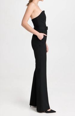 Style 1-3224878805-1901 A.L.C. Black Size 6 Polyester Belt Floor Length Corset Pockets Jumpsuit Dress on Queenly