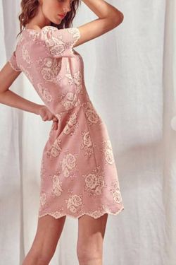 Style 1-3274207987-3236 STORIA Pink Size 4 Sleeves Lace Cocktail Dress on Queenly
