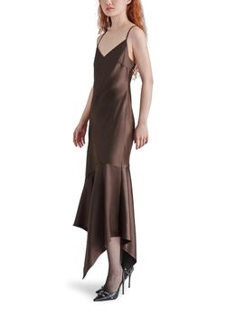 Style 1-3566504155-3855 STEVE MADDEN Brown Size 0 Floor Length Polyester Straight Dress on Queenly