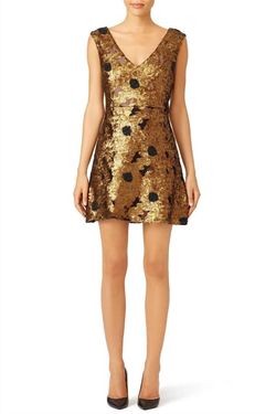 Style 1-3887347833-1498 Tracy Reese Gold Size 4 Straight Sorority Cocktail Dress on Queenly