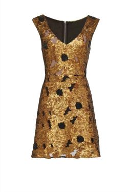 Style 1-3887347833-1498 Tracy Reese Gold Size 4 Jersey Vintage Sequined Tall Height Cocktail Dress on Queenly