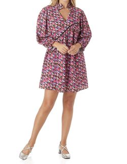 Style 1-4041625381-3855 Crosby by Mollie Burch Pink Size 0 V Neck Pockets High Neck Long Sleeve Cocktail Dress on Queenly