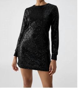 Style 1-948279470-2901 Sanctuary Black Size 8 Shiny Mini Sorority Cocktail Dress on Queenly