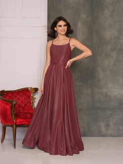 Style DM 10830 Dave and Johnny Red Size 14 Burgundy Shiny Floor Length A-line Dress on Queenly