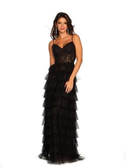 Style DM 11148 Dave and Johnny Black Size 6 Cut Out Sequined A-line Dress on Queenly