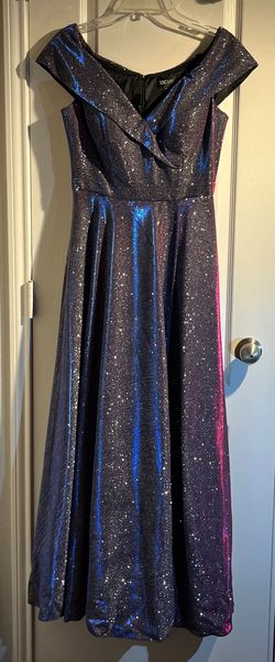 Xscape Purple Size 6 Jersey Cape Ball gown on Queenly