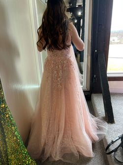 Style 34073 Ellie Wilde Pink Size 8 Strapless Free Shipping Pageant 34073 Ball gown on Queenly