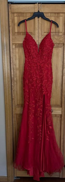 Style 20042 Amarra Red Size 2 Free Shipping Tall Height Floor Length Prom Mermaid Dress on Queenly