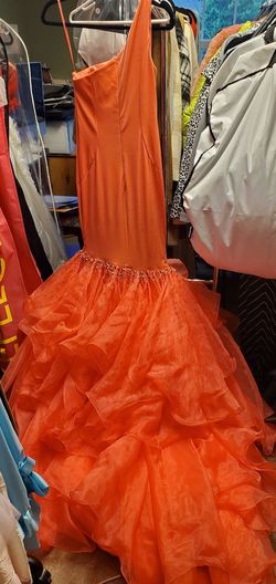 Ashley Lauren Orange Size 4 Floor Length Prom Pageant Mermaid Dress on Queenly