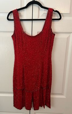 Oleg Cassini Red Size 4 Silk Square Cocktail Dress on Queenly