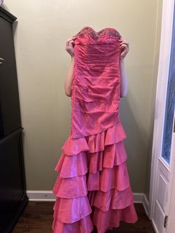 Style RN 21360 MoriLee Pink Size 0 Strapless Floor Length Mermaid Dress on Queenly