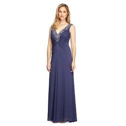 Style 132864 Alex Evening Purple Size 14 Military Floor Length Straight Dress on Queenly