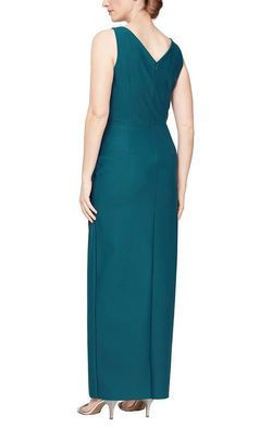 Style 134200 Alex Evening Blue Size 6 Teal Tall Height Straight Dress on Queenly