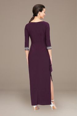 Style 1351416 Alex Evening Purple Size 10 Black Tie Tall Height Straight Dress on Queenly
