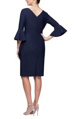 Style 134183 Alex Evening Blue Size 8 Mini Tall Height Navy Cocktail Dress on Queenly