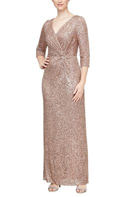 Style 8196646 Alex Evening Brown Size 8 Black Tie Floor Length Straight Dress on Queenly