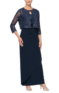 Style 81171194 Alex Evening Blue Size 8 Tall Height Navy Military Straight Dress on Queenly