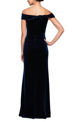 Style 81917705 Alex Evening Blue Size 18 Black Tie Side slit Dress on Queenly