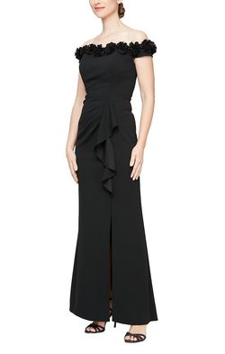 Style 8160404 Alex Evening Black Size 12 Floor Length Plus Size Side slit Dress on Queenly