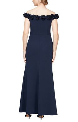 Style 8160404 Alex Evening Blue Size 16 Black Tie 8160404 Side slit Dress on Queenly