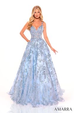 Style 88727 Amarra Light Blue Size 12 Floral Ball gown on Queenly