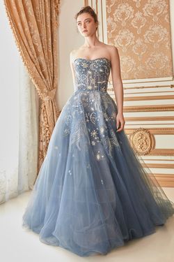 Style A0890 Andrea & Leo Couture Blue Size 10 A0890 Floor Length Ball gown on Queenly