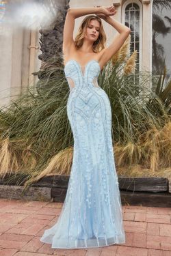 Style A1211 Andrea & Leo Couture Blue Size 2 A1211 Lace Tall Height Mermaid Dress on Queenly